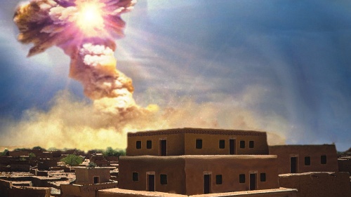 An artist rendition of the destruction of Sodom.