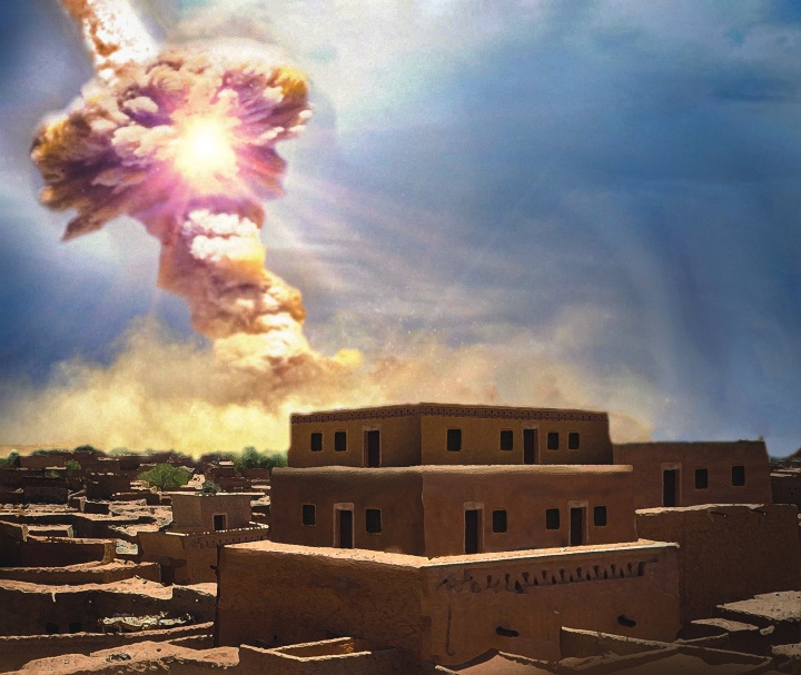 An artist rendition of the destruction of Sodom.